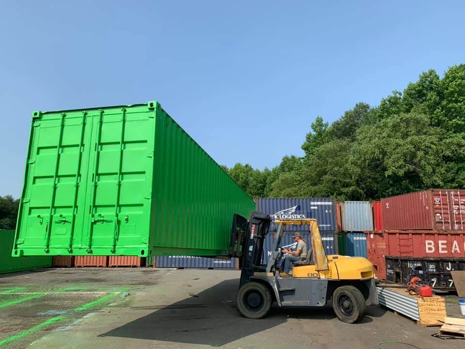 storage containers and tractor