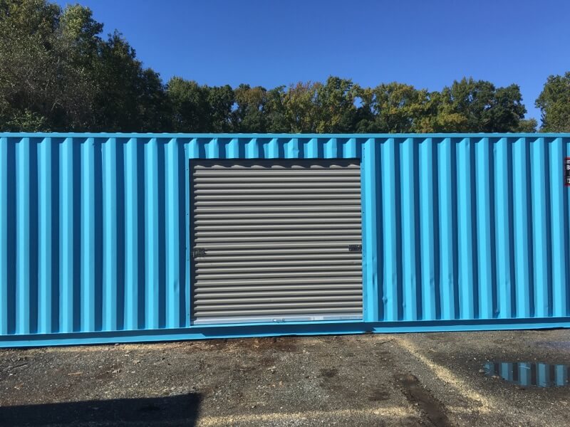 blue painted storage